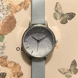 Olivia Burton Wishing Waves Watch With 30mm Glittery Face With Floating Crystals